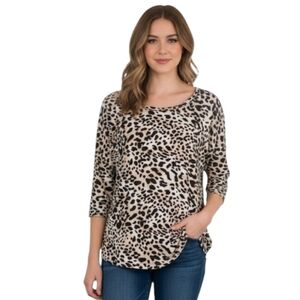 Love 21 Animal‎ Print 3/4 Length Sleeves Top Size Large